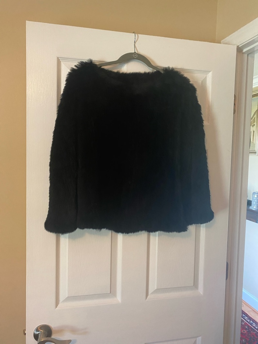 Bernardo Black Rabbit Fur Cape/Poncho Size M